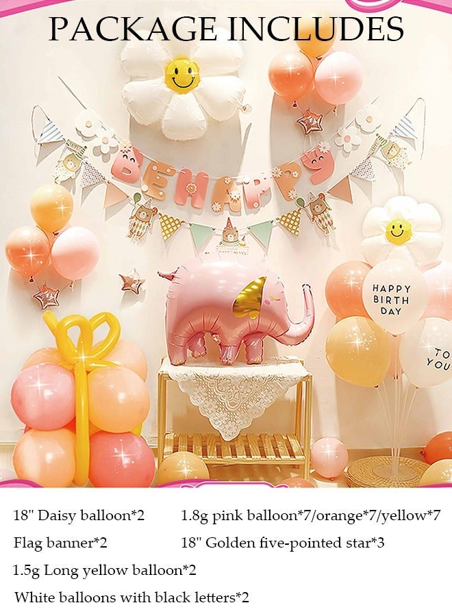 DUNISO Pink Elephant Birthday Decorations for Adult and Kids Happy Birthday Party Decorations Happy Birthday Banner and Balloon Birthday Balloon Letters - Image 2