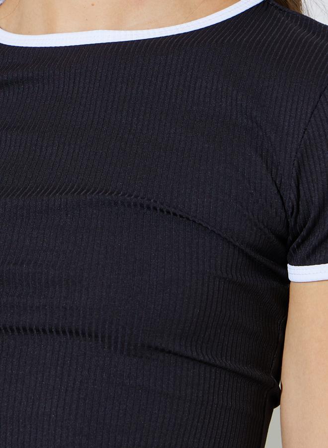 Styli Black Fitted Knit Top - Image 3