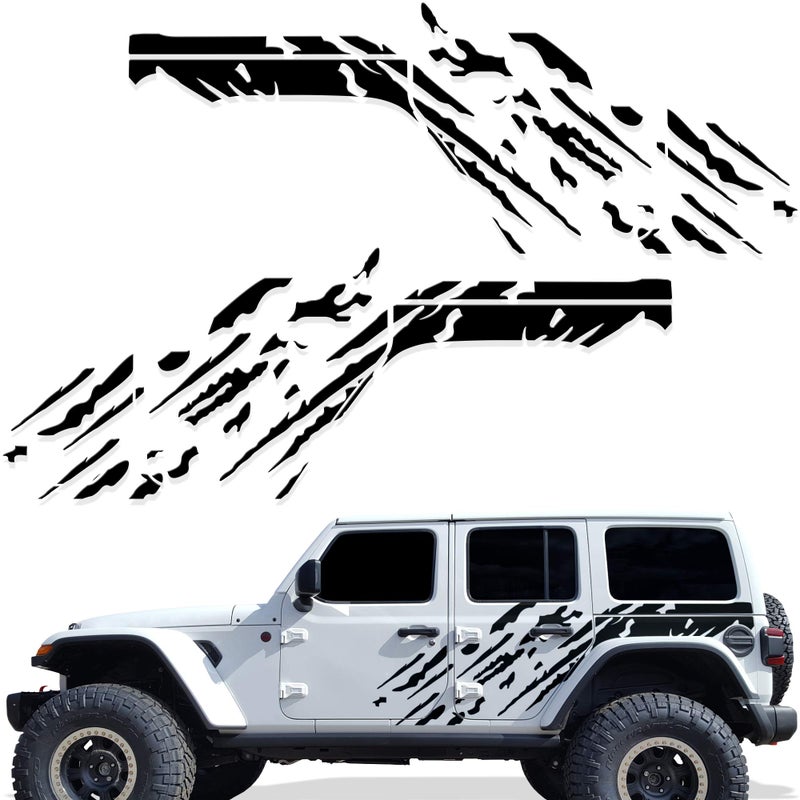 Factory Crafts Splash Side Graphics Kit 3M Vinyl Decal Wrap for Jeep Wrangler JL 4 Door 2018-2021 (Black)