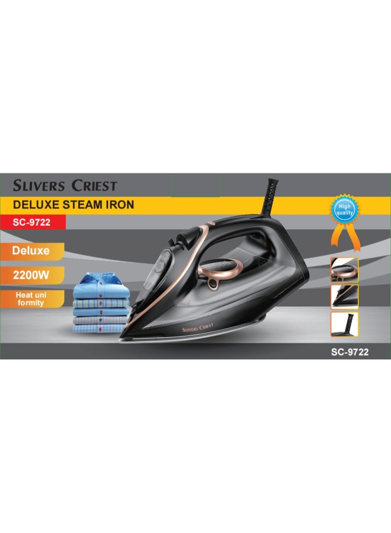 SLIVERS CRIEST Deluxe Professional Steam Iron – 2200W High-Power Electric Press Iron with Burst Steam & 450ml Water Tank (SC-9722) - Image 5