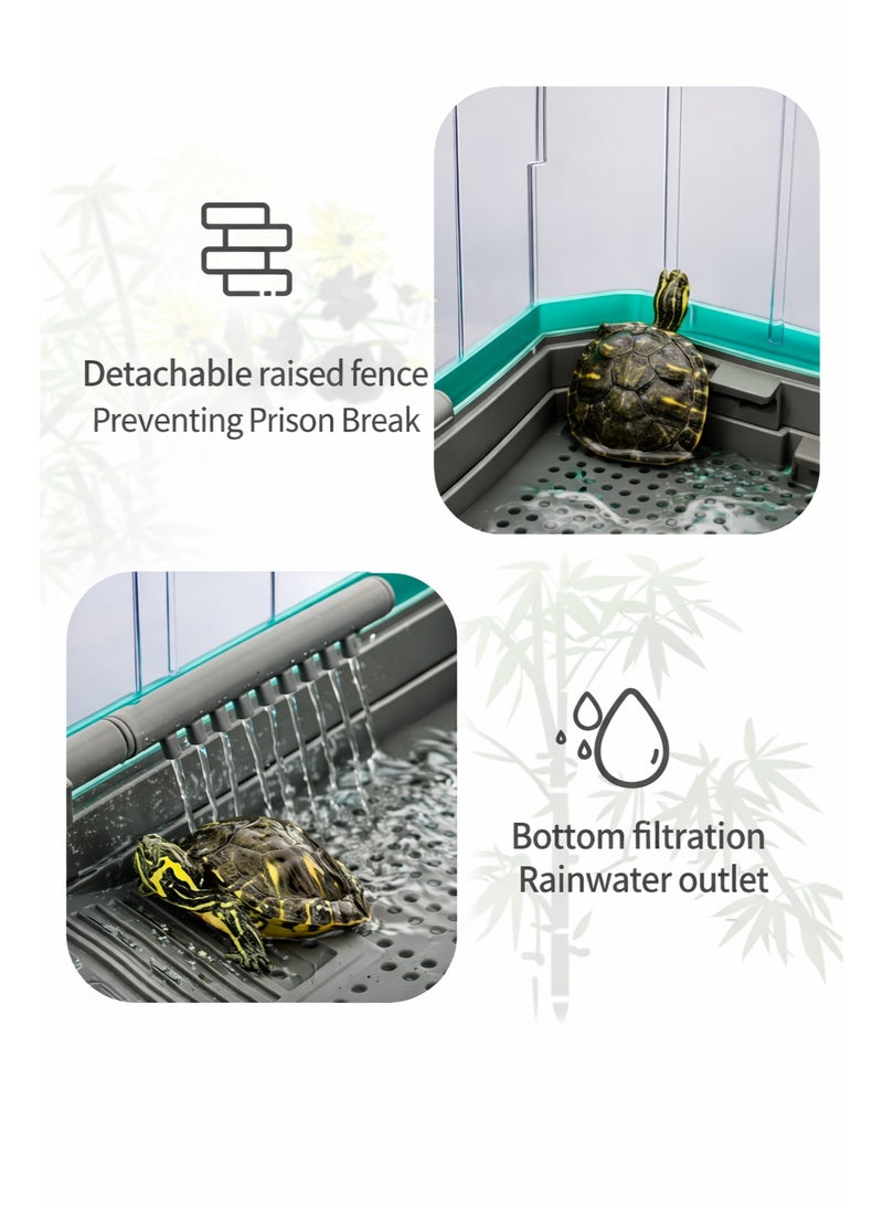 ڤسيل24 مجموعة حوض السلاحف المائية تتضمن ملحقات مثل فلتر مياه، وسياج عالي لمنع الهروب، ومساحة واسعة مناسبة لصغار السلاحف - 34.5 × 18 × 18 سم - Image 5
