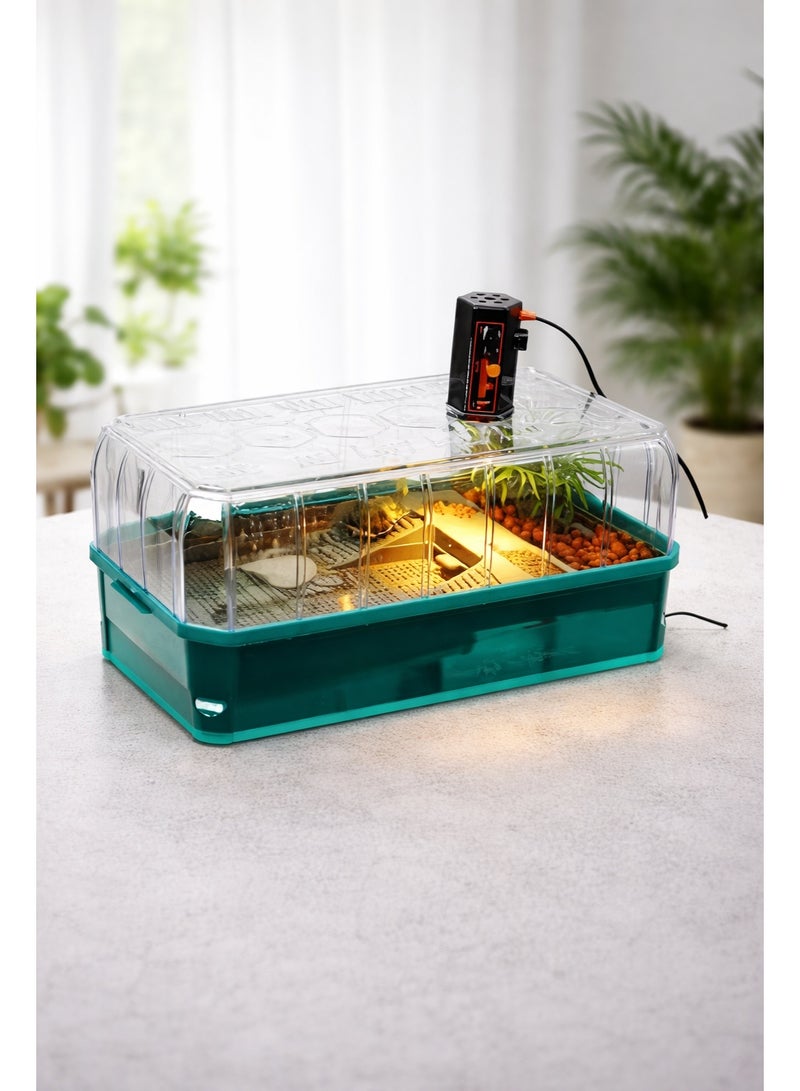 ڤسيل24 مجموعة حوض السلاحف المائية تتضمن ملحقات مثل فلتر مياه، وسياج عالي لمنع الهروب، ومساحة واسعة مناسبة لصغار السلاحف - 34.5 × 18 × 18 سم - Image 3