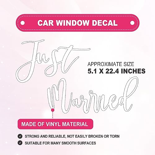 Vrasly 4 Pcs Just Married Wedding Car Decorations - Include Just Married Ornate Car Magnets 12x7, Just Married Car Wedding Day Car Window Decals 22.4x5, Just Married Sign Banner Car for Honeymoon Wedding - Image 3