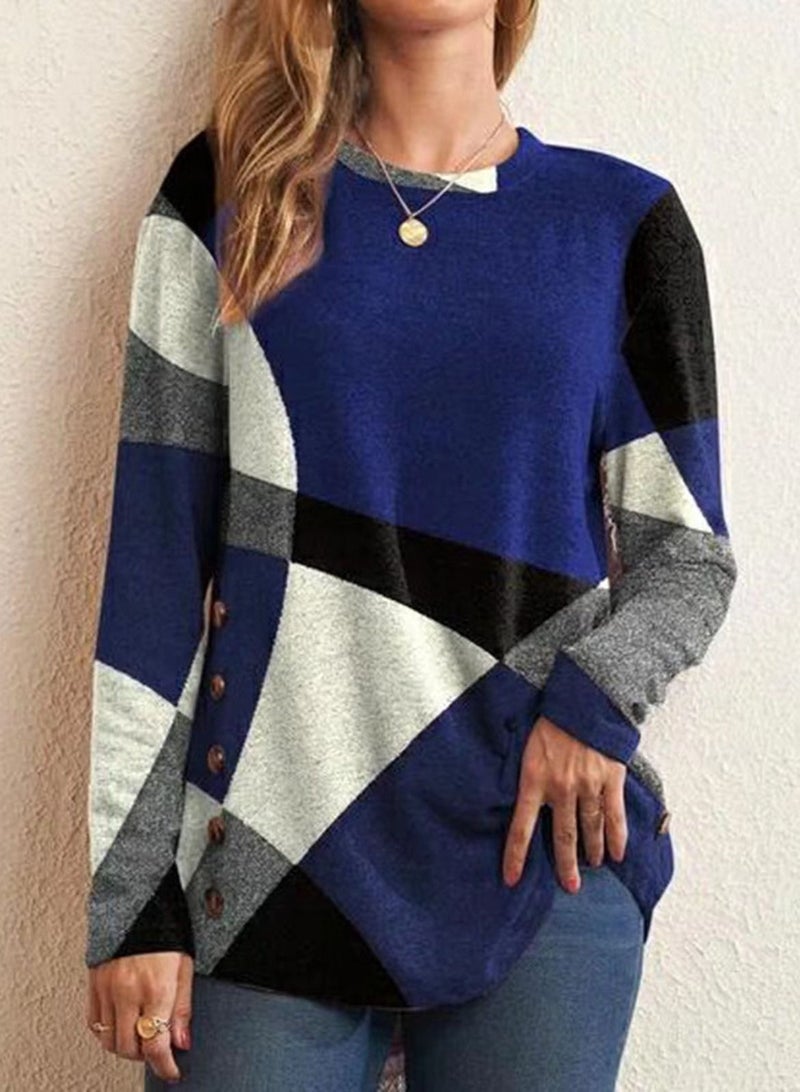 Loquat Autumn/Winter Women's Cashmere Counter Color Printed Long Sleeve Sweater 