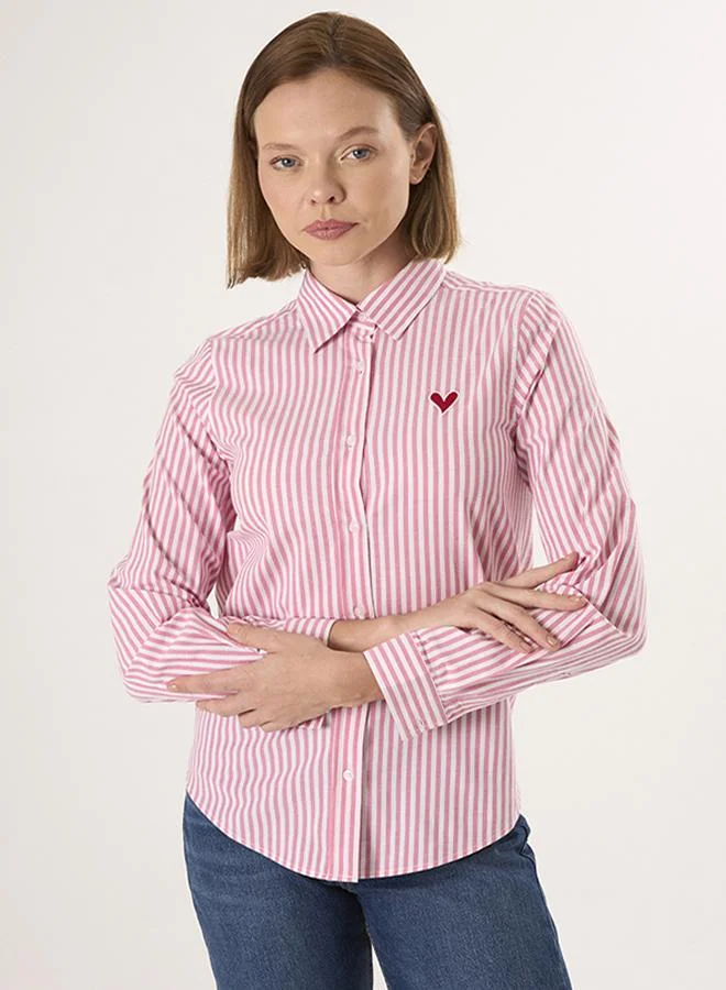 FELIX HARDY Pink Striped Long Sleeve Shirt for Women | Best Price UAE