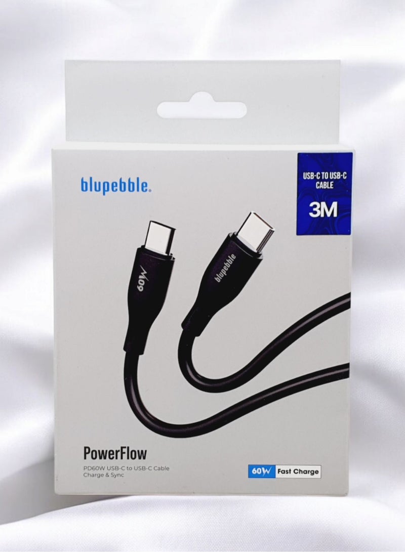 Blupebble Powerflow Pd60W Usb-C To Usb-C Cable 3M Black