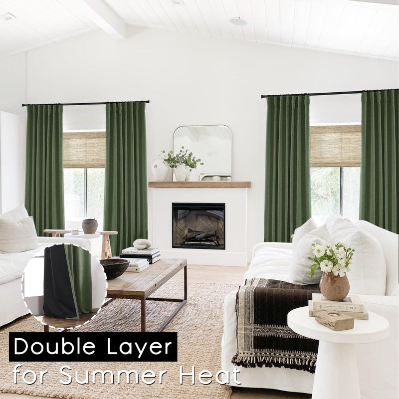 PANELSBURG 108 Inches Long Blackout Curtains for Living Room 2 Panel Set Linen Back Tab Hook Pleated Room Darkening Large Window Curtains for Bedroom Full Length 100 Width Olive Green - Image 3