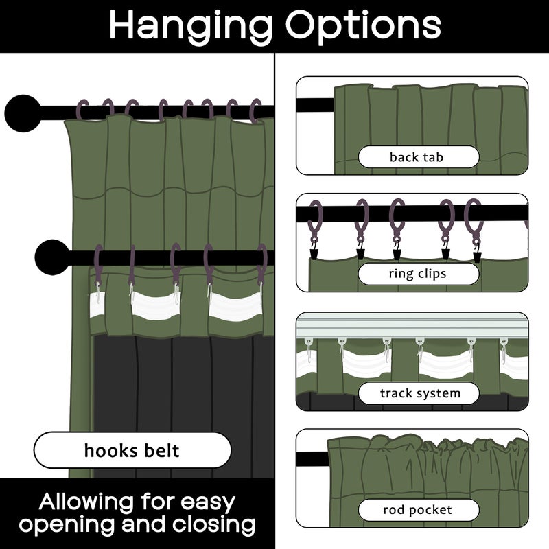 PANELSBURG 108 Inches Long Blackout Curtains for Living Room 2 Panel Set Linen Back Tab Hook Pleated Room Darkening Large Window Curtains for Bedroom Full Length 100 Width Olive Green - Image 4