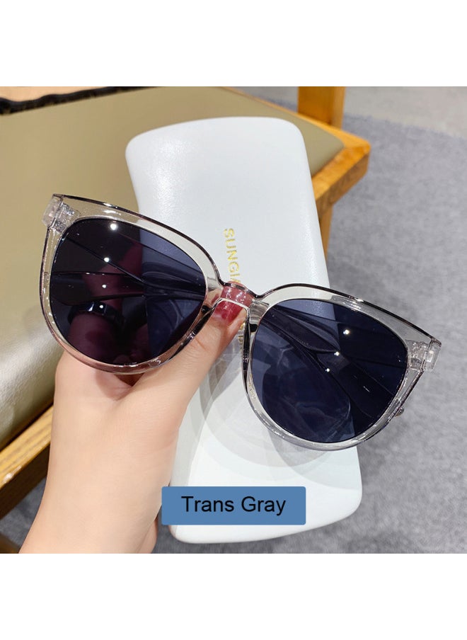 Generic - Fashion Cat Eye Sunglasses Woman Brand Designer Shades Oversized Retro Mirror Sun Glasses Female Clear Lens Vintage Gafas De Sol-Lenses Color:Black Gray - Image 1