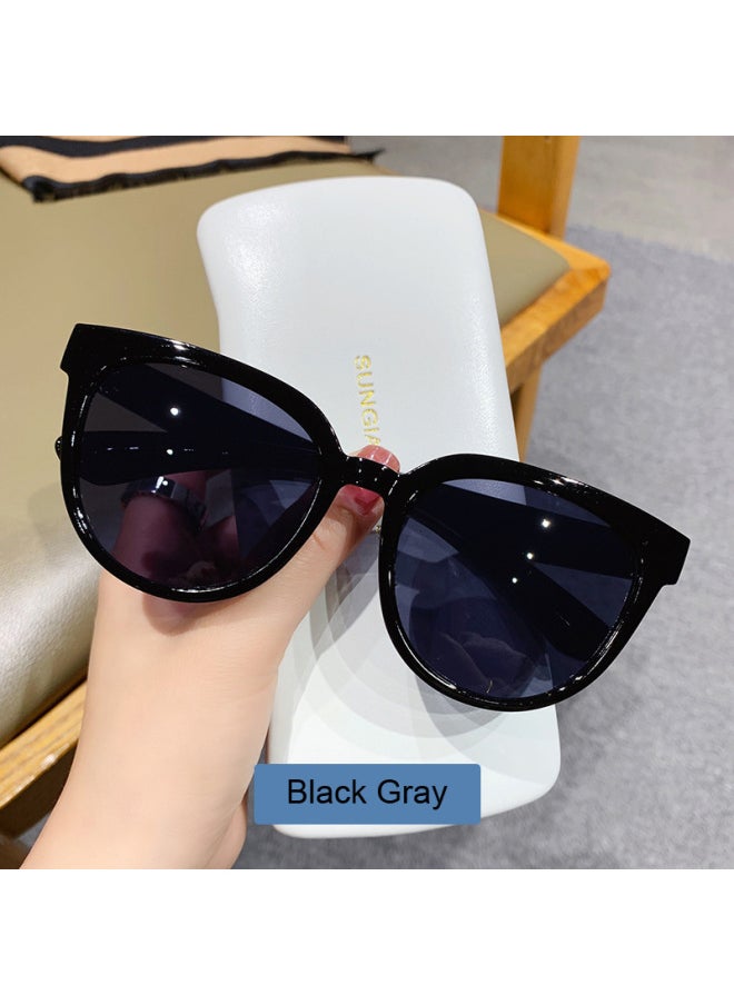 Generic - Fashion Cat Eye Sunglasses Woman Brand Designer Shades Oversized Retro Mirror Sun Glasses Female Clear Lens Vintage Gafas De Sol-Lenses Color:Black Gray - Image 1