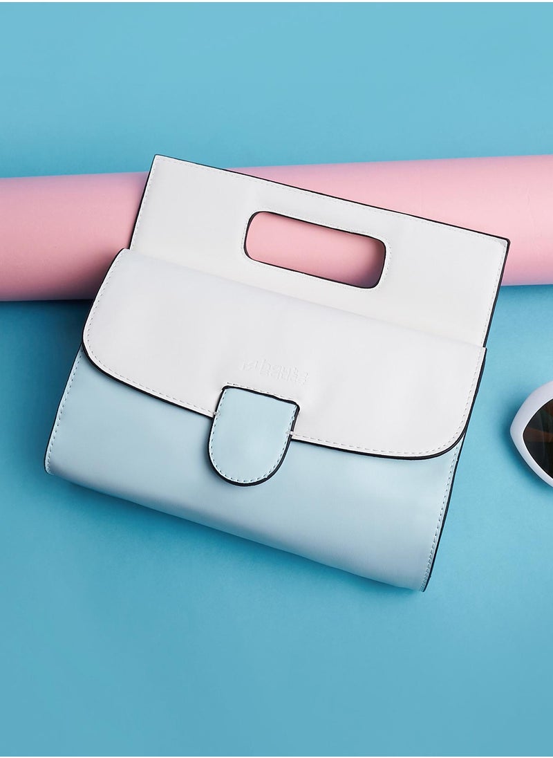 Haute Sauce Colour block Magnet Lock Regular Vegan Leather Hand Bag For Women  - Image 1