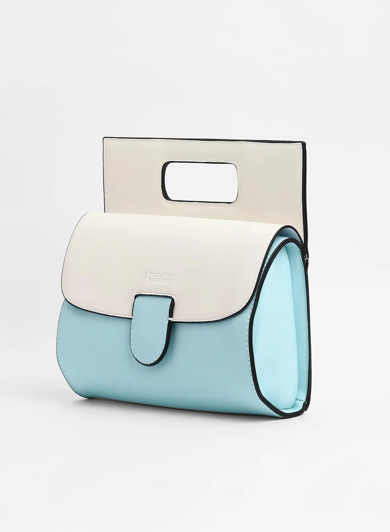 Haute Sauce Colour block Magnet Lock Regular Vegan Leather Hand Bag For Women