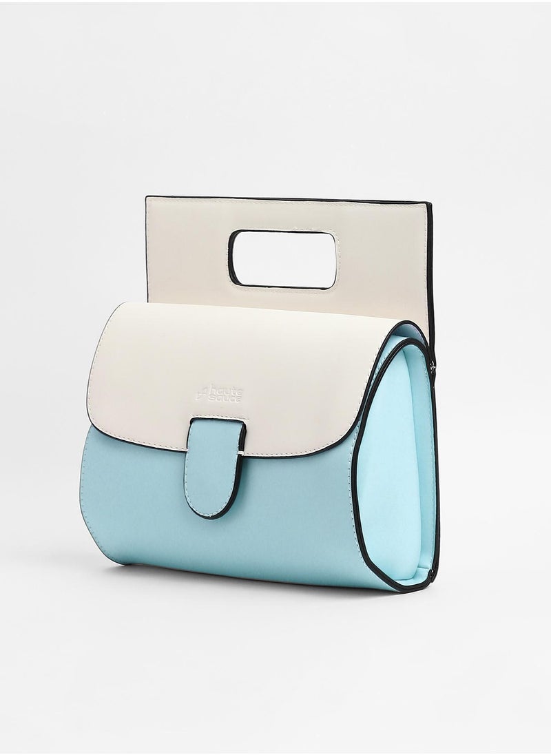 Haute Sauce Colour block Magnet Lock Regular Vegan Leather Hand Bag For Women  - Image 5