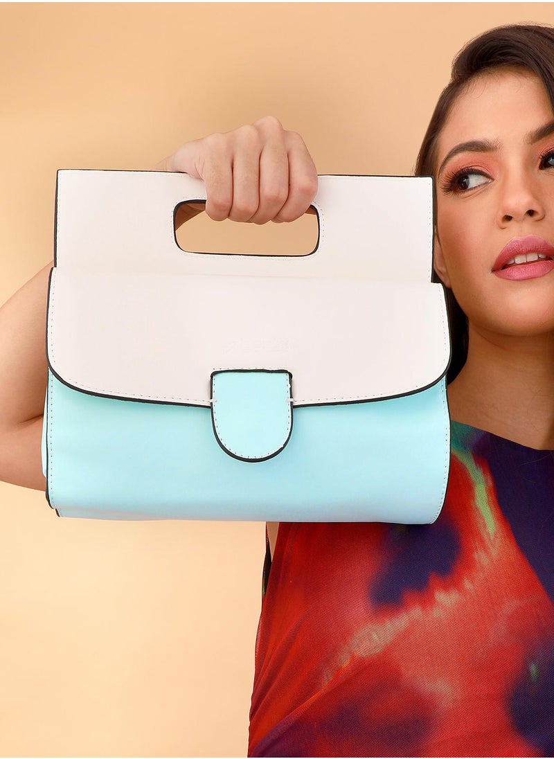 Haute Sauce Colour block Magnet Lock Regular Vegan Leather Hand Bag For Women  - Image 3