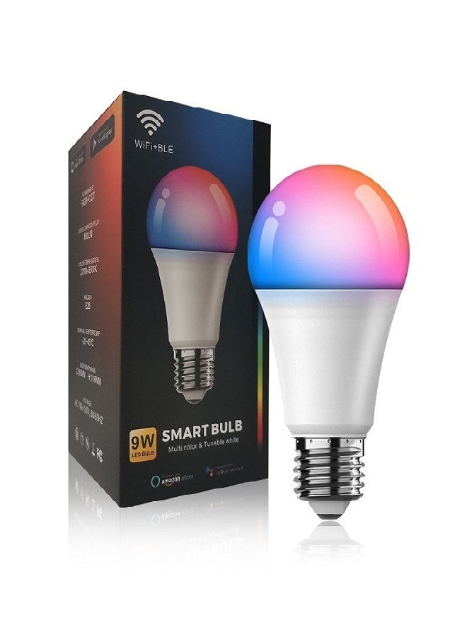 Generic - WIFI Smart Bulb with 1Year Warranty - 9W Smart Wi-Fi Light Bulb Pack of 1 - LED Home light bulb Compatible with Alexa - Echo and Google Home Assistant - Bulb smart light has Multi Colors - Image 1