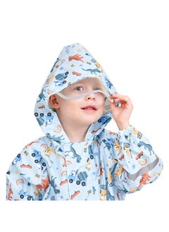 Fewlby Kids Toddler Rain Suit for Boys Girls One Piece Hoodie Zipper Cartoon Waterproof Coverall Rain Jacket 2-5 Years M Size  - Image 4