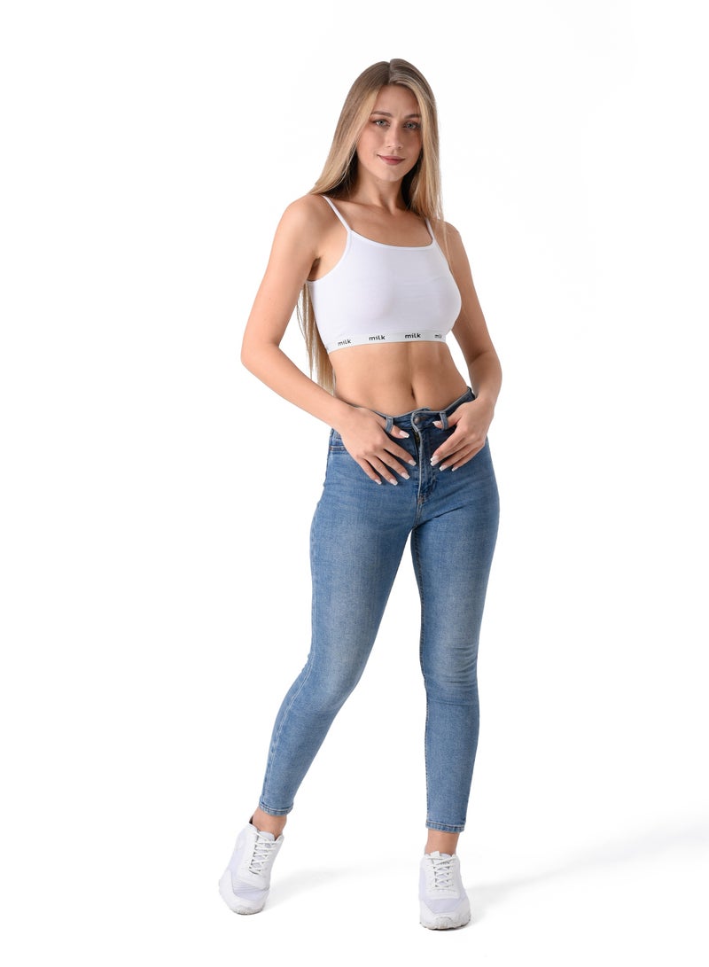 Milk Thin Strap Cotton Non Padded Soft Bra  - Image 3