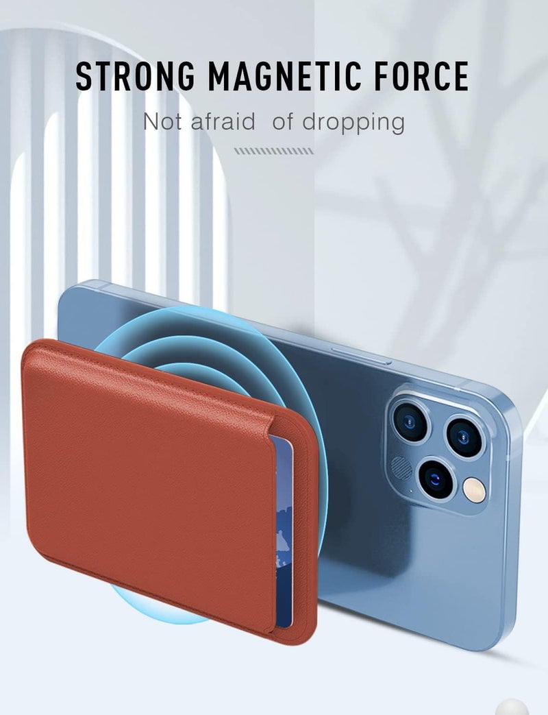 CONTACTS حامل محفظة بطاقات مغناطيسي متميز مصمم لـ MagSafe متوافق مع آيفون 16، آيفون 15، آيفون 14، آيفون 13، آيفون 12 (بني) - Image 4