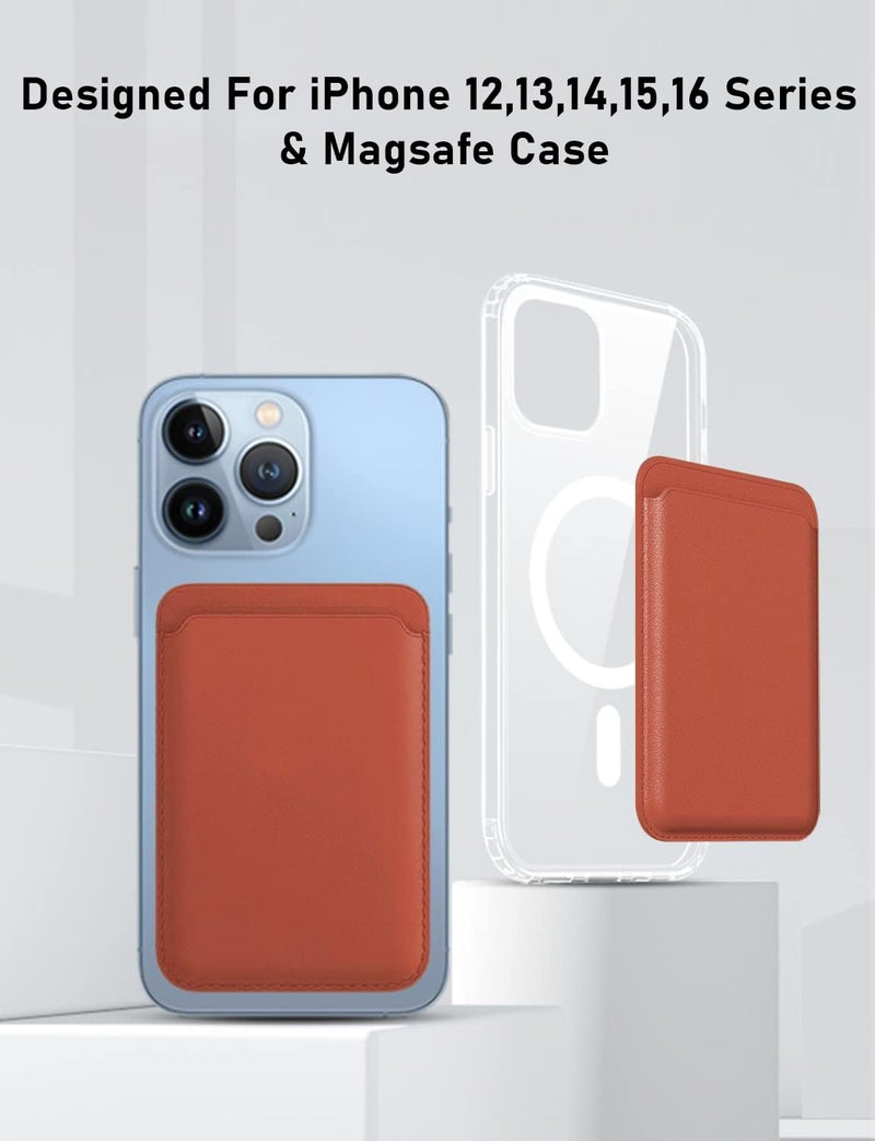 CONTACTS حامل محفظة بطاقات مغناطيسي متميز مصمم لـ MagSafe متوافق مع آيفون 16، آيفون 15، آيفون 14، آيفون 13، آيفون 12 (بني) - Image 5