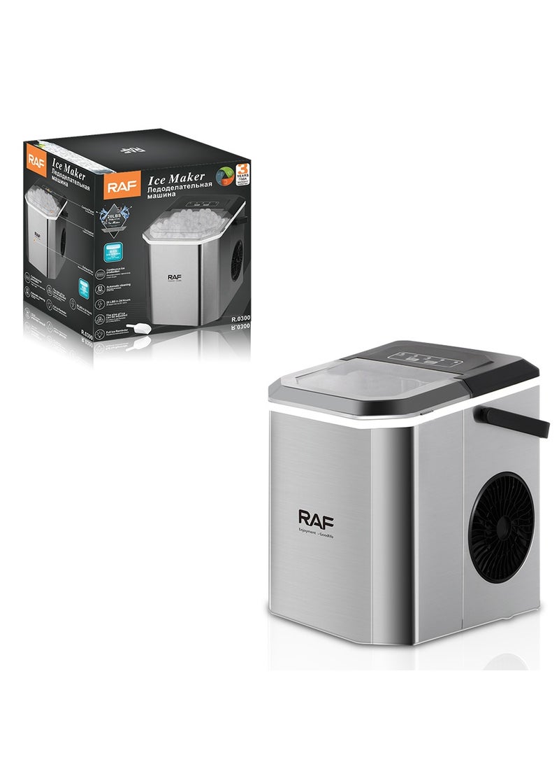 RAF Portable Automatic Ice Maker 12Kg in 24hrs | Rapid Ice Making | Two Sizes Ice Cube | Auto Shut Off | Portable Ice Maker | Electric Ice Maker for Home/ Kitchen/ Office/ Bar/ Party 95W R.0300 Silver  - Image 4