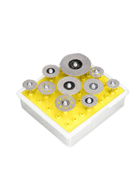 10pcs/set Diamond Cutting Wheels with 3mm Mandrel Diamond Cutting Discs Cut-off Wheel Blades Set Replacement for Dremel Rotary Tool with Storage Box