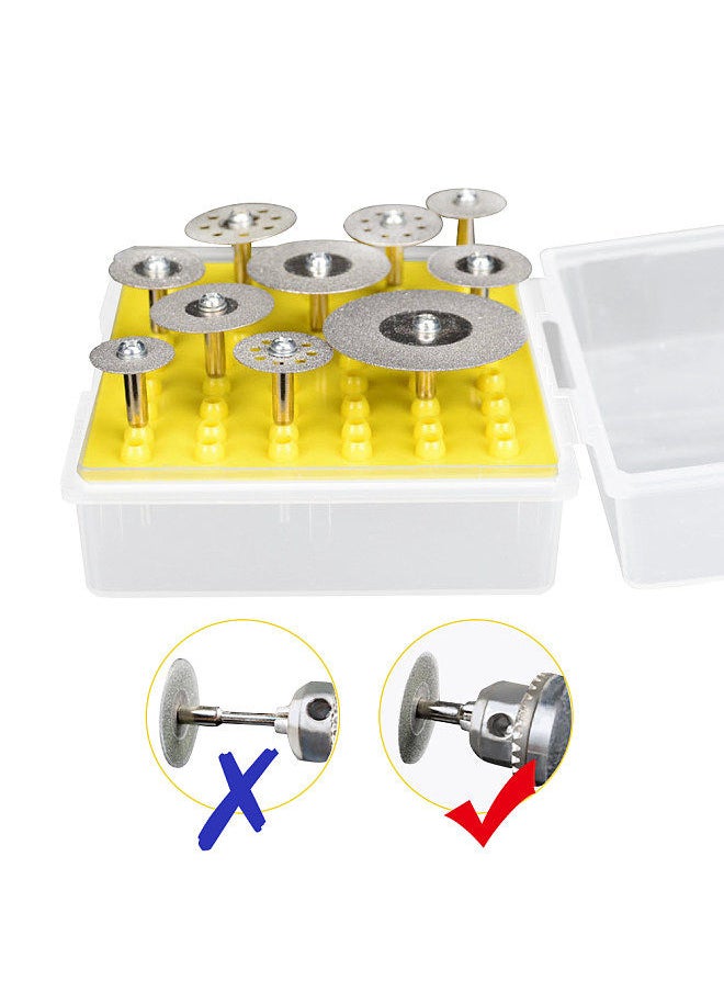 Generic - 10pcs/set Diamond Cutting Wheels with 3mm Mandrel Diamond Cutting Discs Cut-off Wheel Blades Set Replacement for Dremel Rotary Tool with Storage Box - Image 1