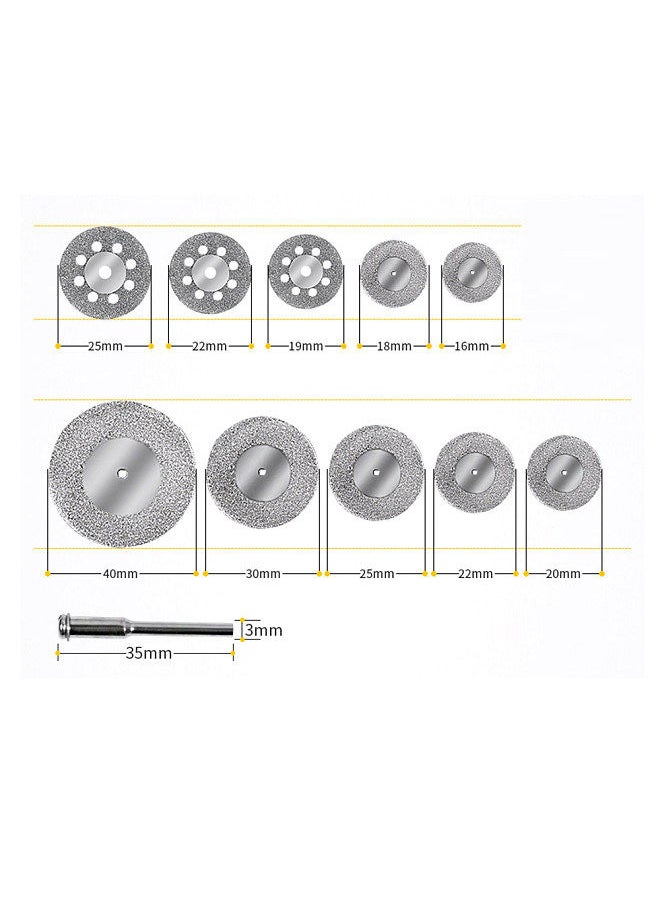 Generic - 10pcs/set Diamond Cutting Wheels with 3mm Mandrel Diamond Cutting Discs Cut-off Wheel Blades Set Replacement for Dremel Rotary Tool with Storage Box - Image 1