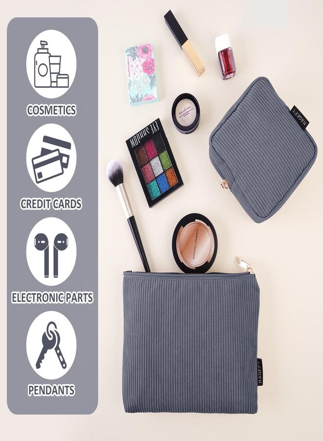 MAGEFY Small Makeup Bag for Purse Corduroy Makeup Bag with Inner Zipper Pockets Travel Cosmetic Bag for Women Preppy Stuff Gifts for Her, Black - Image 5