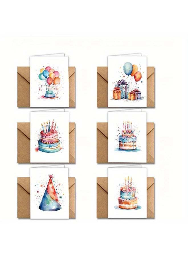 مجموعة من 12 بطاقة معايدة على شكل كعكة عيد ميلاد ملونة مع مظاريف - مثالية لأعياد الميلاد ورسائل الشكر والمناسبات الخاصة (فكرة هدية جمالية) - Image 4