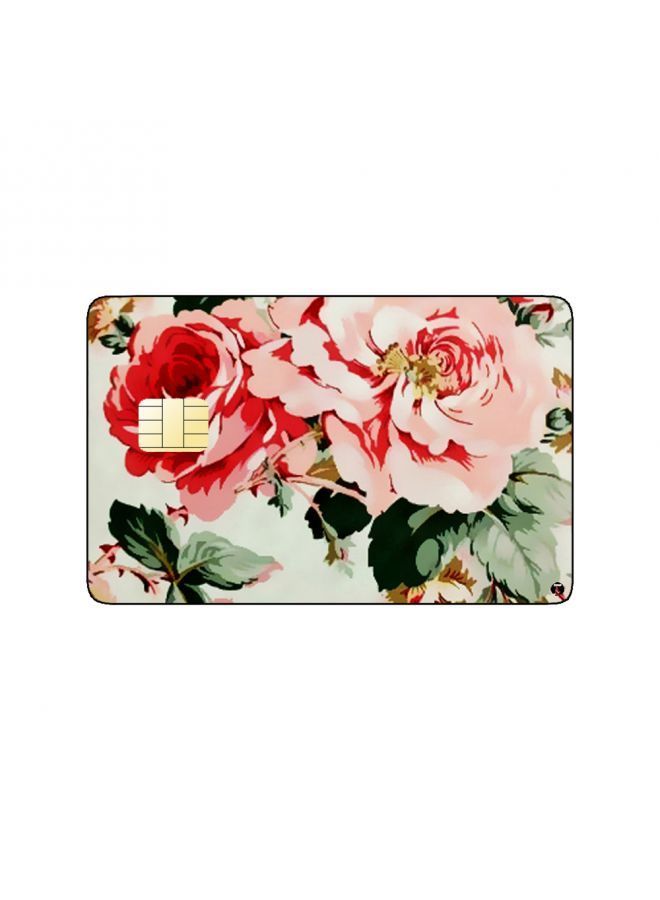 RKN PRINTED BANK CARD STICKER Beautiful Pink Roses Drawing - Image 1