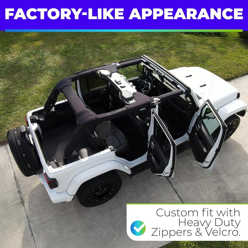 Koverz Neoprene Roll Bar Cover Padding Compatible with 2-Door Jeep Wrangler JL 2018-2023 (NOT 2024-2025) - Black - Image 5