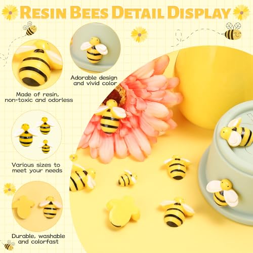 Tidponra 120PCS Bumble Bee Décor, Resin Honey Bees for Crafts, Small Plastic Bees Ornaments for Decorations - Image 3