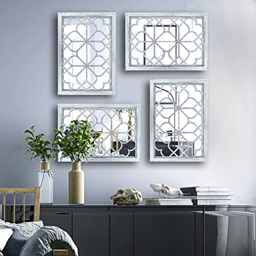 Wocred Set of 2 Rectangular Wall Mirror,Gorgeous Rustic Farmhouse Accent Mirror,Rustic White Color Entry Mirror for Bathroom Renovation,Bedrooms,Living Rooms and More(11”x15”) - Image 5