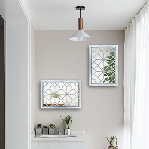 Wocred Set of 2 Rectangular Wall Mirror,Gorgeous Rustic Farmhouse Accent Mirror,Rustic White Color Entry Mirror for Bathroom Renovation,Bedrooms,Living Rooms and More(11”x15”) - Image 3