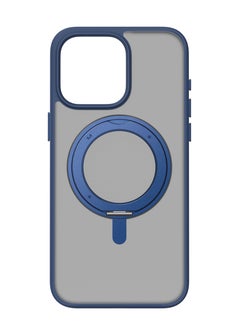 Roller Magnetic Case for iPhone 15 Pro | MagSafe Compatible w/ Rotatable Ring Grip and Stand, Drop & Scratch Protection w/ Raised Edges, Shock Resistant, Anti-Slip - Frosted Blue