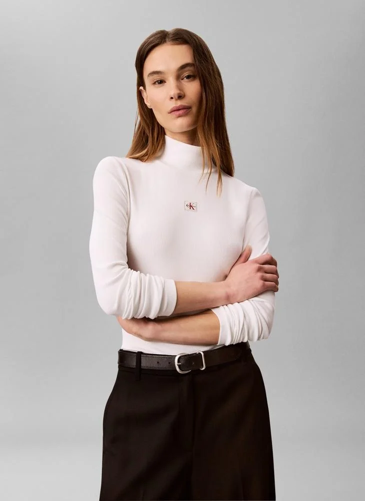 Ribbed Turtleneck Long Sleeve Top