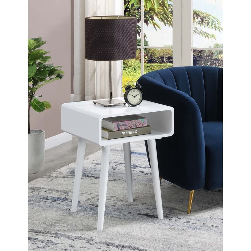 ODEJIA Medium Size End Table Side Table with Open Shelf for Home DecorLiving Room Single Table for Bedroom White
