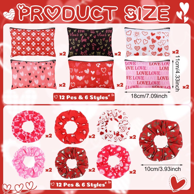 Capoda 84 Pcs Galentine's Day Gifts Valentine's Day Favors for Women Pink Heart Cosmetic Makeup Bags Silicone Bracelets Sweet Romantic Headbands Stickers for Girls Gift Galentine Ladies Party Supplies - Image 2