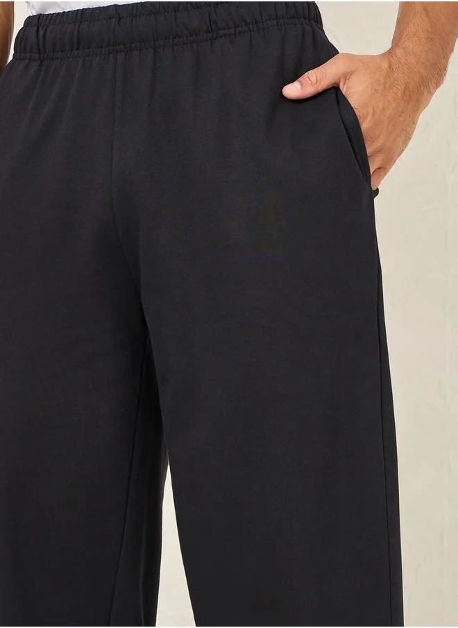 Styli Relaxed Fit Cotton Terry Joggers with Bottom Hem Print
