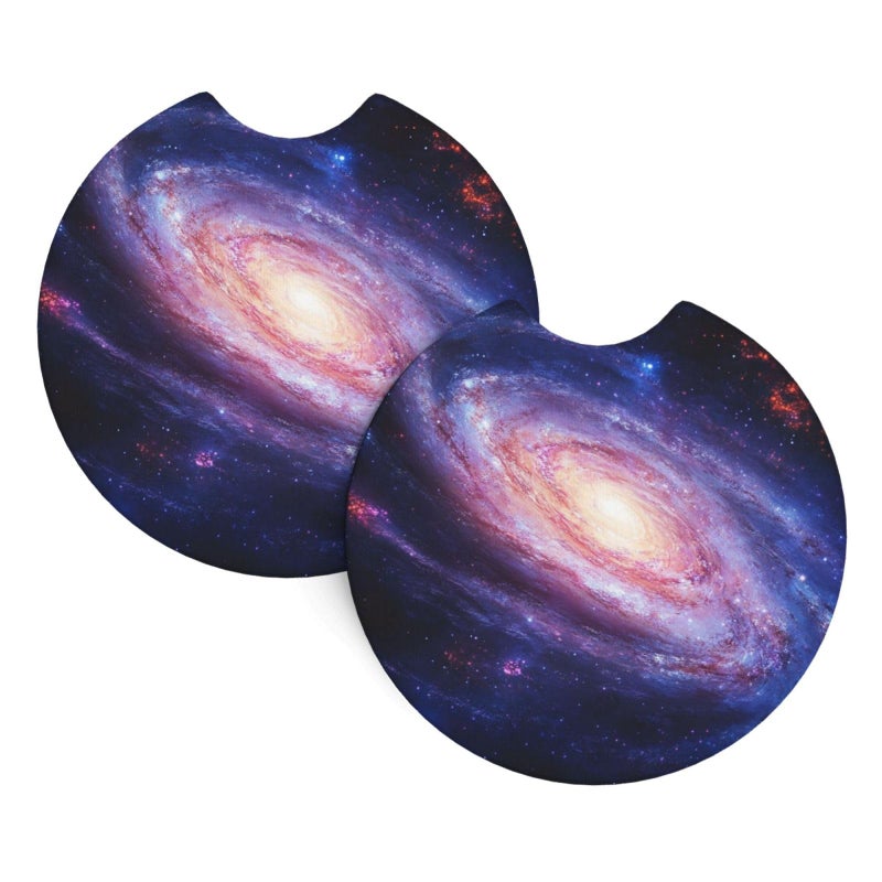 Blue Galaxy Car Cup Holder Coasters 2 Pcs Non Slip Absorbent Rubber Mat Universal Vehicle Interior Accessories - Image 3