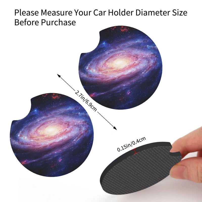 Blue Galaxy Car Cup Holder Coasters 2 Pcs Non Slip Absorbent Rubber Mat Universal Vehicle Interior Accessories - Image 5