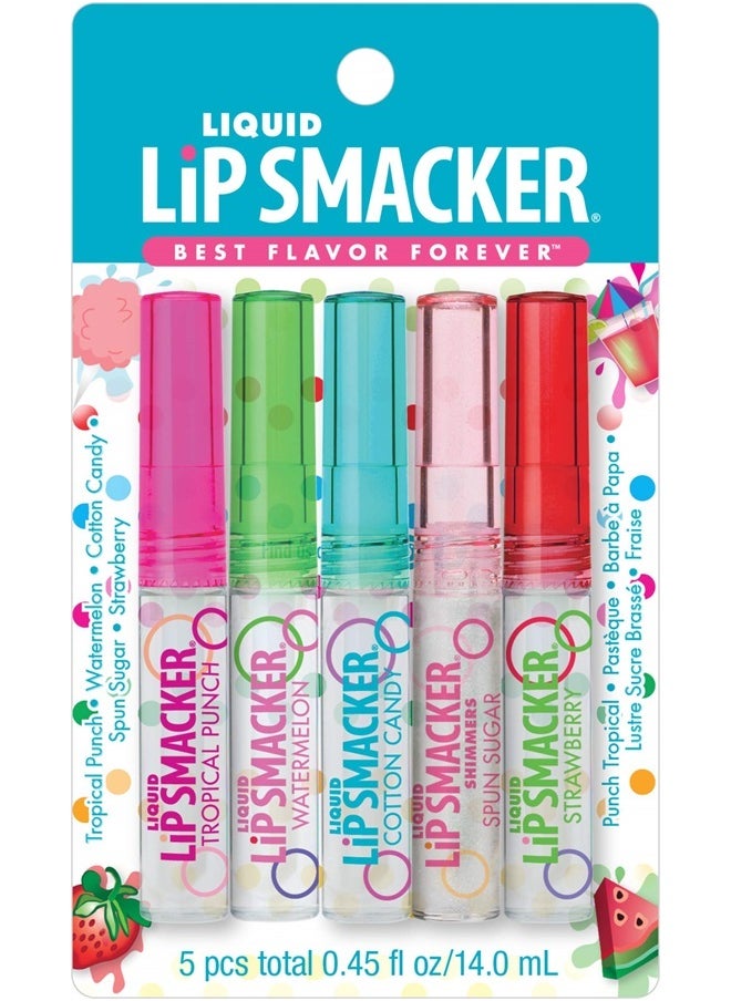 Lip Smacker Liquid Flavored Lip Gloss Friendship Pack |Tropical Punch, Watermelon, Cotton Candy, Sugar, Strawberry | Stocking Stuffer | Christmas Gift, Set of 5  - Image 1