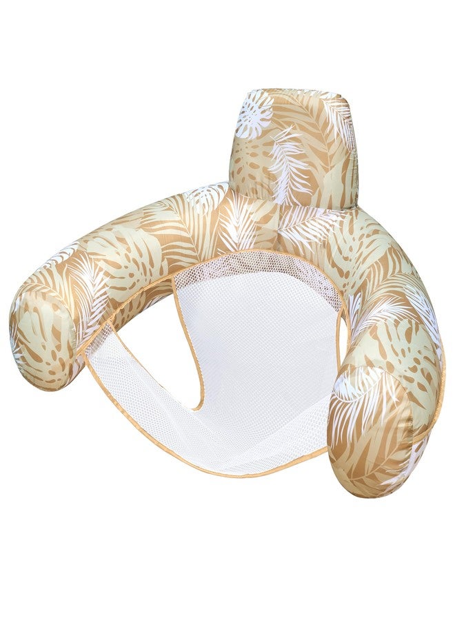 SLOOSH Inflatable Pool Floats Adult,Lounge Chair Adult with Plant Pattern,Floating Water Hammock,Blow up Pool Noodles Rafts for Relaxing Swimming Party Summer Water Beach Lake Fun,Champagne - Image 1