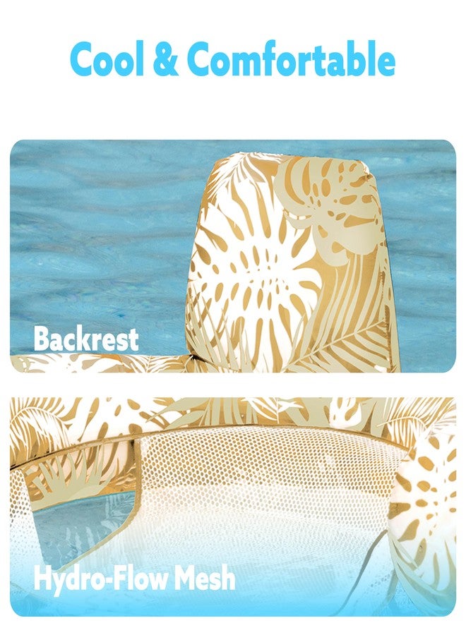 SLOOSH Inflatable Pool Floats Adult,Lounge Chair Adult with Plant Pattern,Floating Water Hammock,Blow up Pool Noodles Rafts for Relaxing Swimming Party Summer Water Beach Lake Fun,Champagne - Image 4