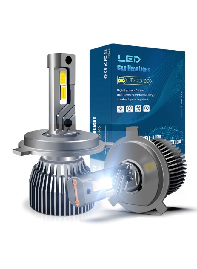 2-Piece Set of H7 LED Headlight Bulbs, 65W 6500K 12000LM High and Low Beam Halogen Replacement LED Bulbs, Cool White Light, H8, H9, H11 Car Fog Light Cooling Fan Fog Light Bulbs, Plug and Play with Cooling Fan - Image 1