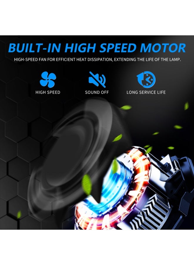 2-Piece Set of H7 LED Headlight Bulbs, 65W 6500K 12000LM High and Low Beam Halogen Replacement LED Bulbs, Cool White Light, H8, H9, H11 Car Fog Light Cooling Fan Fog Light Bulbs, Plug and Play with Cooling Fan - Image 5