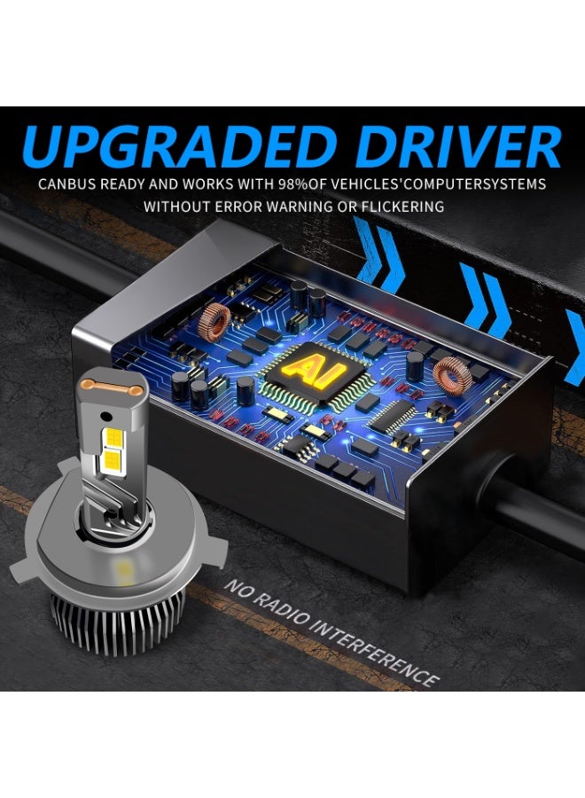 2-Piece Set of H7 LED Headlight Bulbs, 65W 6500K 12000LM High and Low Beam Halogen Replacement LED Bulbs, Cool White Light, H8, H9, H11 Car Fog Light Cooling Fan Fog Light Bulbs, Plug and Play with Cooling Fan - Image 4