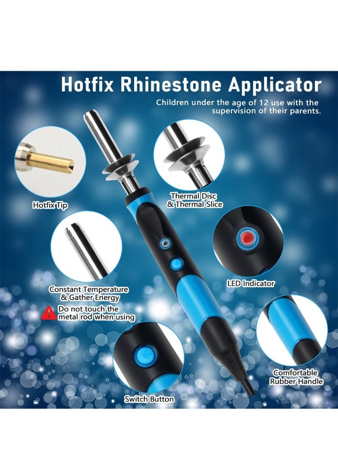 Generic Hotfix Rhinestone Applicator Tool, DIY Hot Fix Rhinestone Setter for Bedazzler Kit with Rhinestones for Crafts, 15 Color Rhinestone, 7 Tips, Tweezers, Pencil, Brush  - Image 2