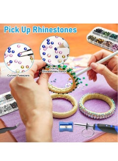 Generic Hotfix Rhinestone Applicator Tool, DIY Hot Fix Rhinestone Setter for Bedazzler Kit with Rhinestones for Crafts, 15 Color Rhinestone, 7 Tips, Tweezers, Pencil, Brush  - Image 5
