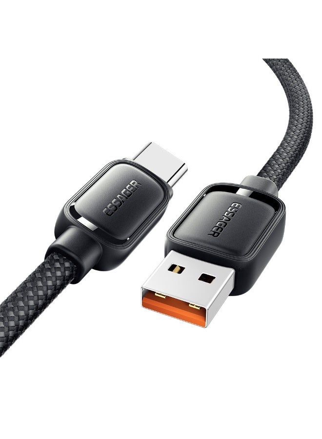 ايساجر كابل USB-C مغناطيسي من Essager بقوة 100 واط - USB-A إلى USB-C (PD 3.0، 7A) - مضفر من النايلون - أسود - 1 متر - Image 2